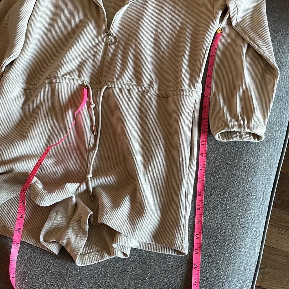 Princess Polly xx Tan Long Sleeve Shorts Zippered Romper